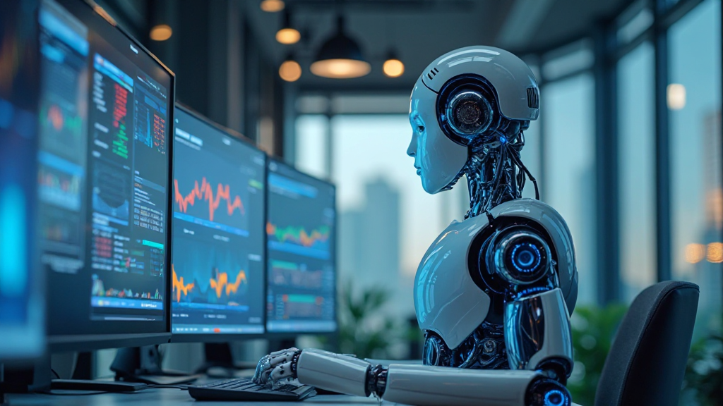 인공지능이 주식 시장 데이터를 분석하는 모습