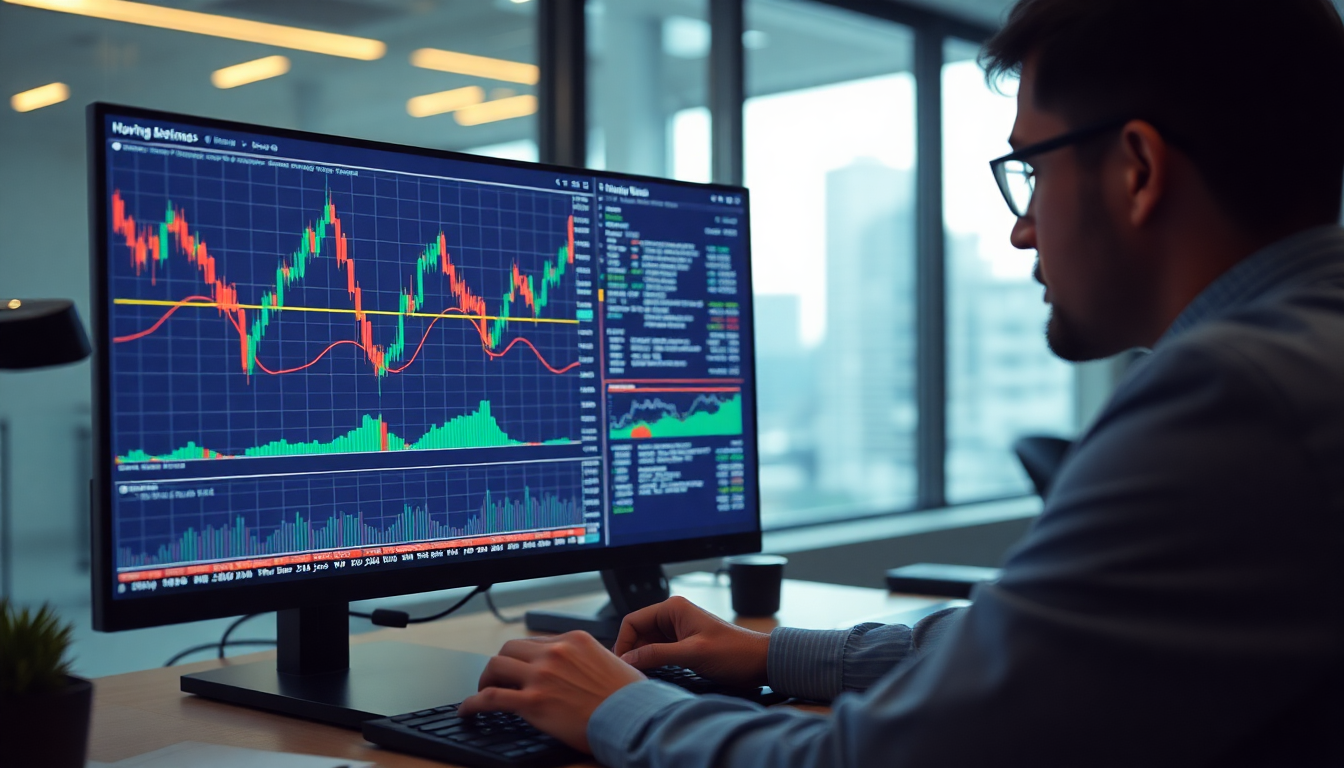 기술적 분석을 활용해 단기 트레이딩을 하는 투자자의 모습