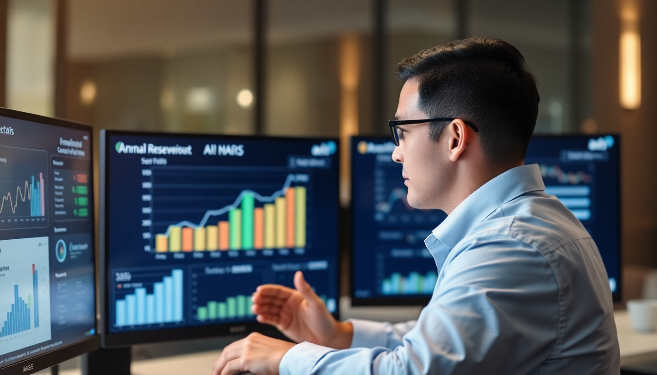 AI 기업의 PSR과 ARR 지표를 설명하는 금융 분석가 이미지