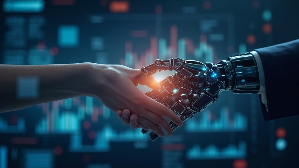 AI와 인간 투자자의 협업과 조화를 상징하는 이미지