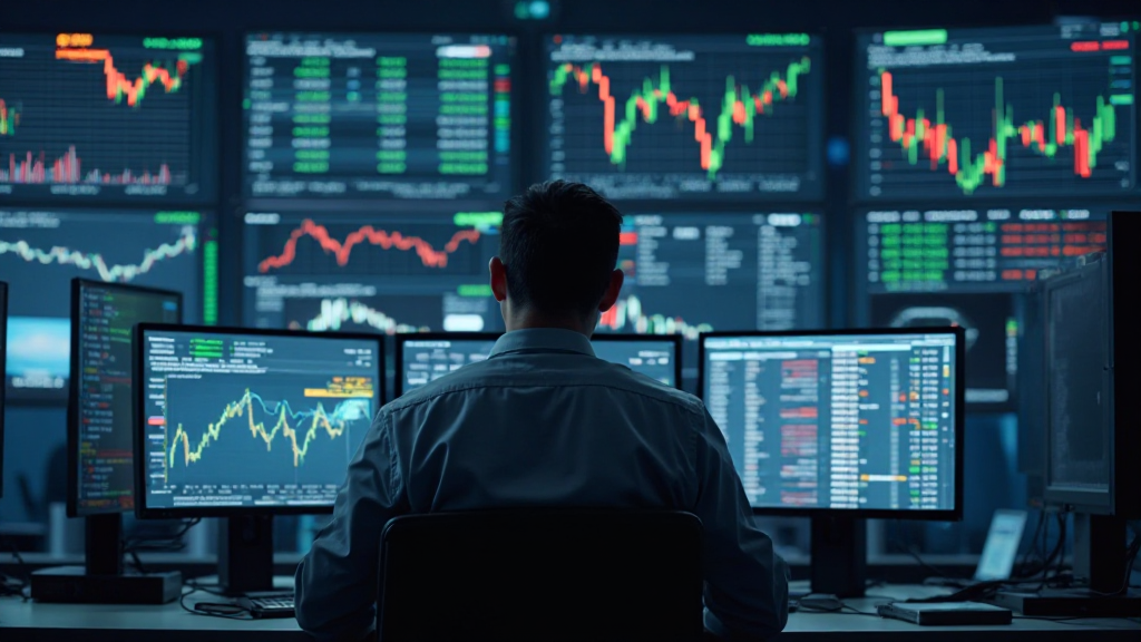 중동전쟁 시대 주식시장 변동성 속에서 냉정하게 대응하는 투자자의 모습