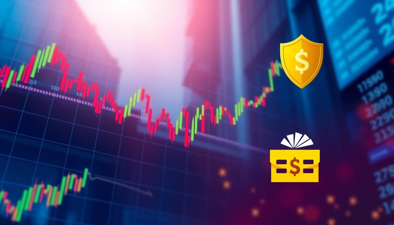 2026년 나스닥 변동성 및 리스크 관리 전략을 상징하는 주식 시장 변동성 그래프와 위험 관리 아이콘들
