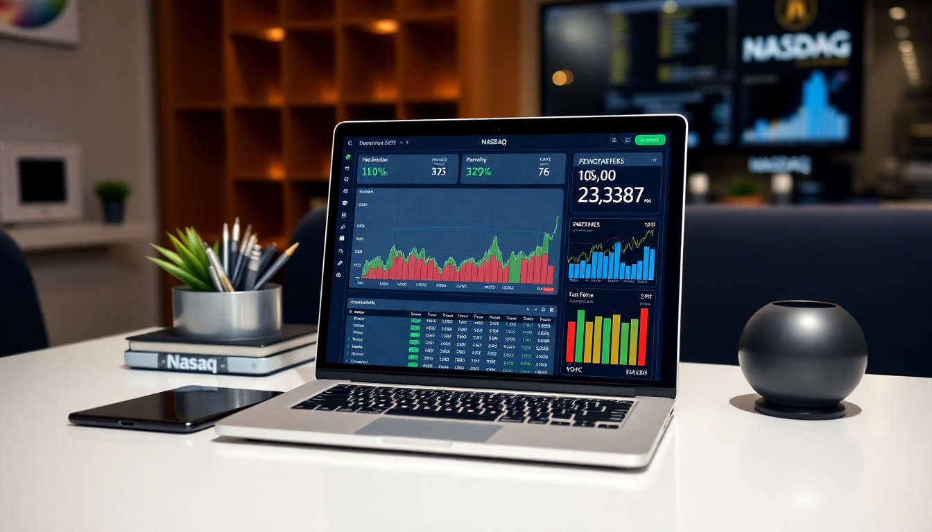 2026년 나스닥 투자 핵심 체크포인트를 모니터링하는 투자자 데스크