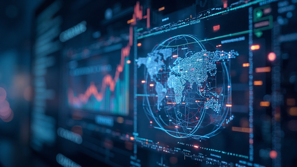 AI 시스템이 방대한 금융 데이터와 패턴을 분석하는 모습