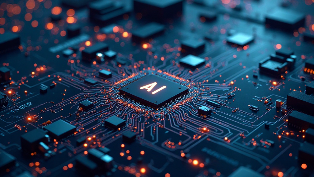 AI 반도체 설계와 제조 환경, 터보퀀트 투자 기법을 시각화한 이미지